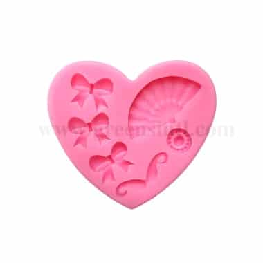 GREENS CHOICE Silicone Mould Bows In Heart 82 x 72 x 79 mm