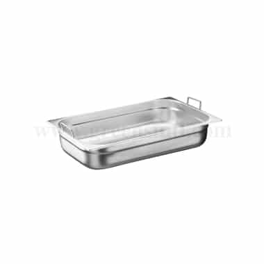 THERMOHAUSER Stainless Steel GN1/1 Container with Foldable Handle 530 x 325 x h 65 mm-7.5 L