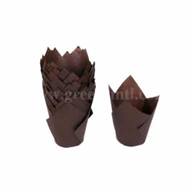 GRADE Tulip Muffin Cups Coffee Brown H 87.5 mm Base 50mm - 150 Pcs