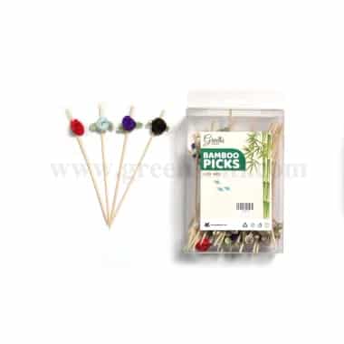 GREENS CHOICE Bamboo Fruit Picks Roses Assorted 120 mm-50 Pcs