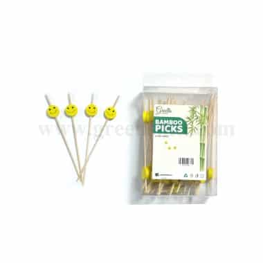 GREENS CHOICE Bamboo Fruit Picks Smiley 120 mm-50 Pcs