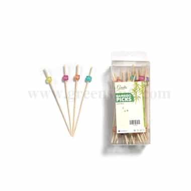 GREENS CHOICE Bamboo Fruit Picks Beads 120 mm-50 Pcs