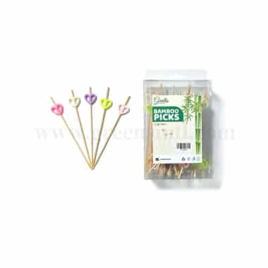 GREENS CHOICE Bamboo Fruit Picks Assorted Heart 120 mm-50 Pcs