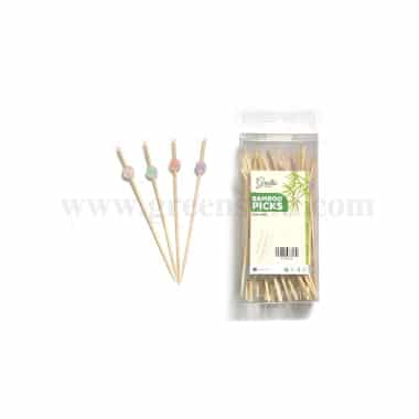 GREENS CHOICE Bamboo Fruit Picks Assorted Beads 120 mm-50 Pcs