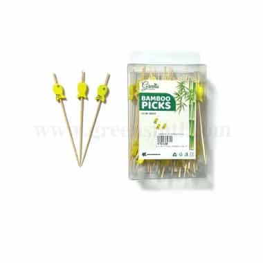 GREENS CHOICE Bamboo Fruit Picks Yellow Fish 120 mm-50 Pcs